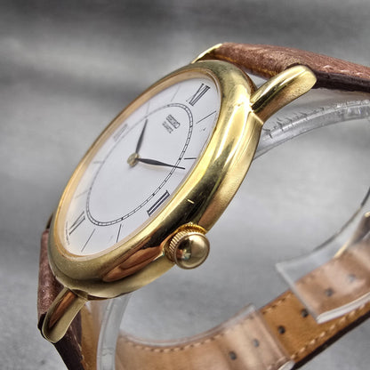 Seiko Watch Men 34mm White Dial Gold Tone Round 2K00-0030 New Battery Vintage2