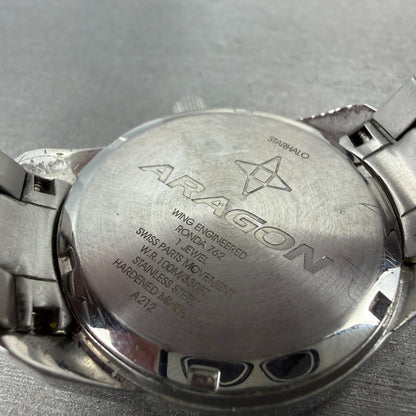 Aragon StarHalo watch Women 37mm Blue Abalone Dial Steel Crystals New Battery9