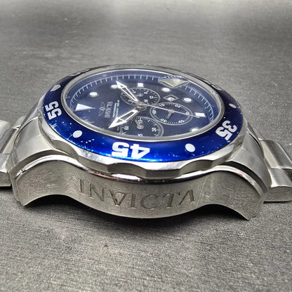 Invicta Pro Diver Chronograph Watch Men 48mm Blue Dial Steel Date 15082 New Batt5