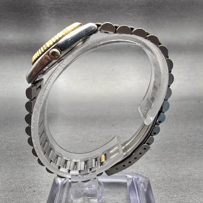Seiko SQ Watch Women 24mm Gold Dial Two Tone Daydate Round 3Y03-0160 New Battery6