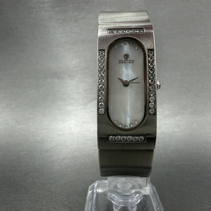 Croton Tank Watch Women 17mm MOP Dial Steel Crystal Bezel Rectangle  New Battery5