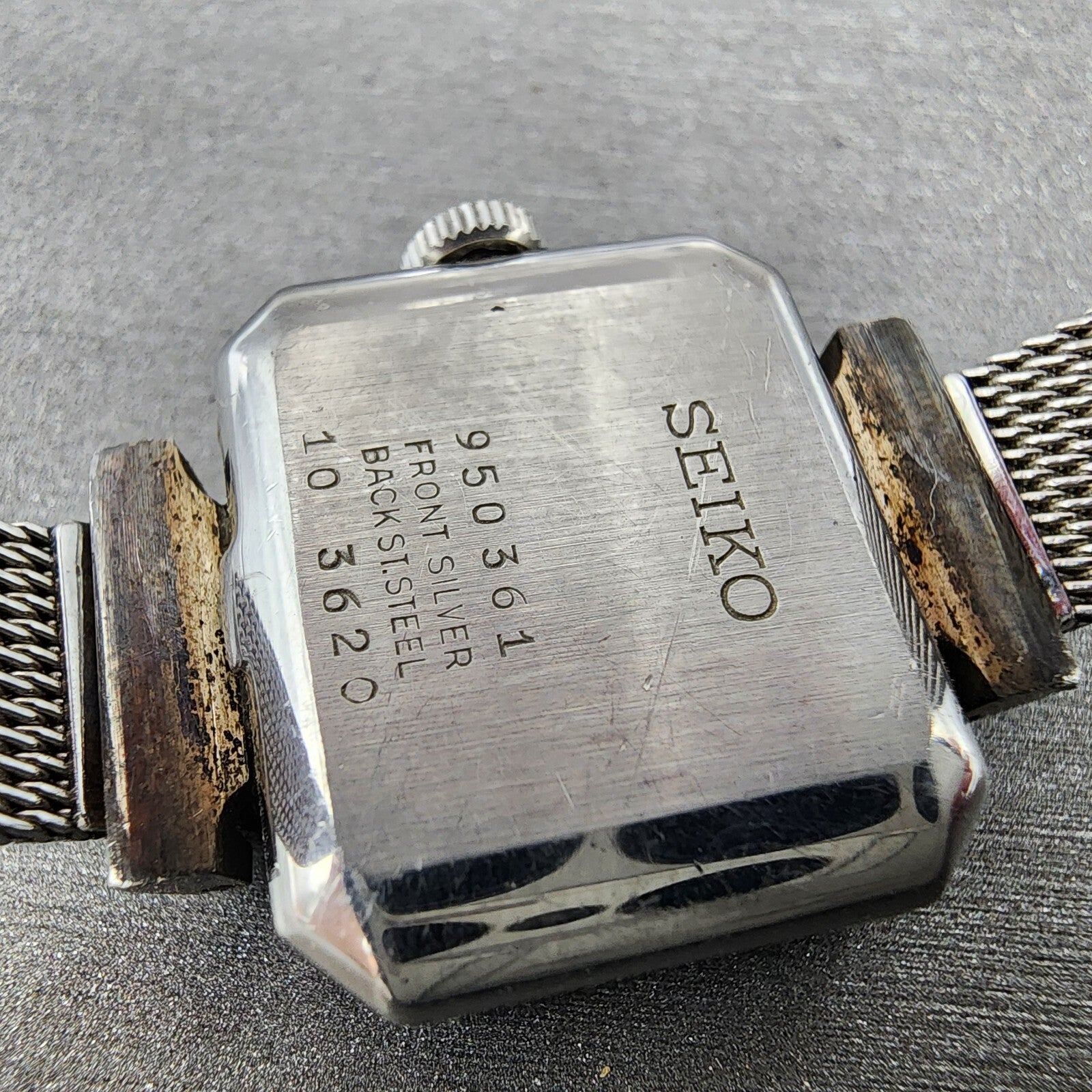 VTG Seiko Watch Women 22mm Silver Dial Blue bezel Silver Case Octagon Runs9