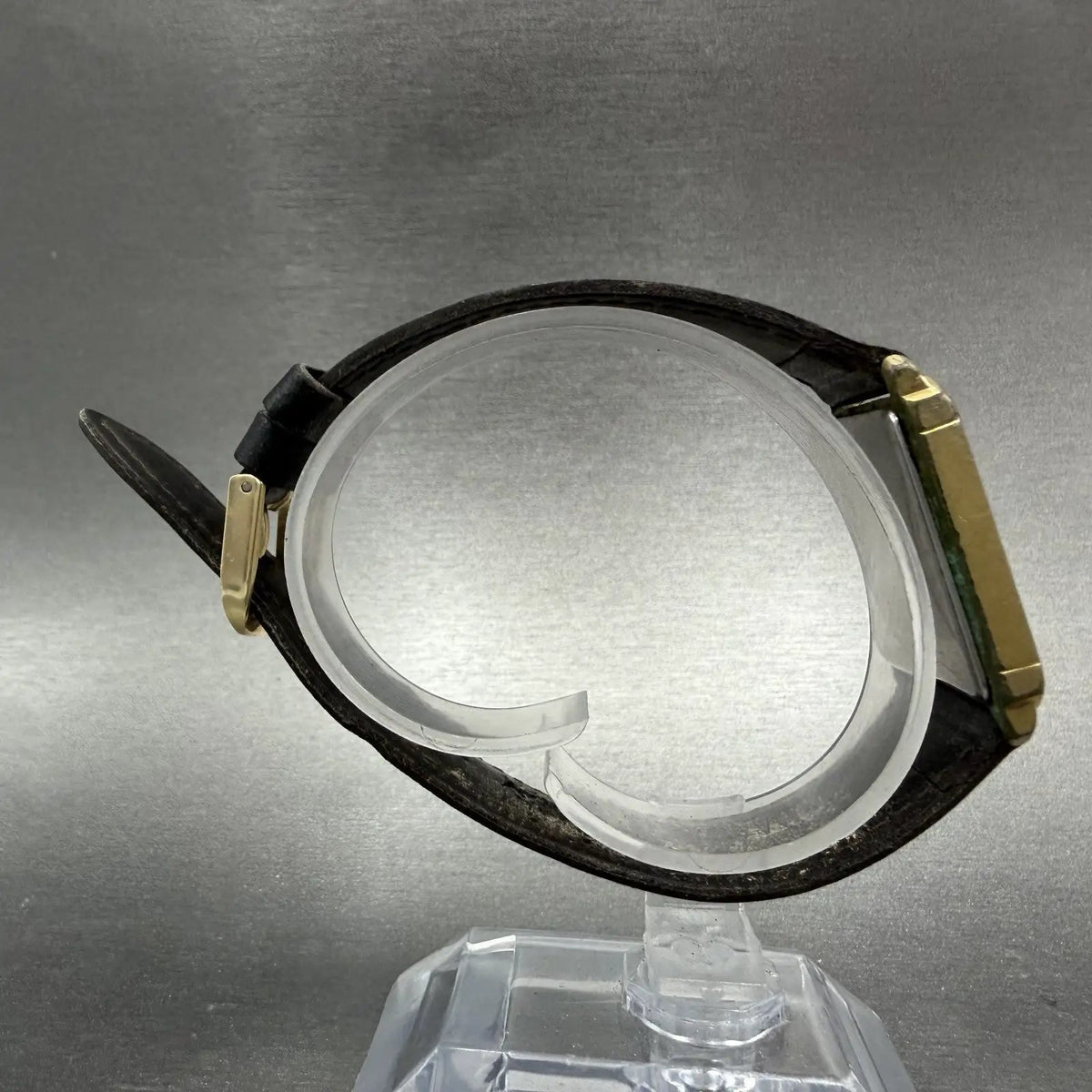 Seiko Dolce Tank Watch Men 26mm Black Dial Gold Tone Rectangle 5E31-5B90 PARTS9