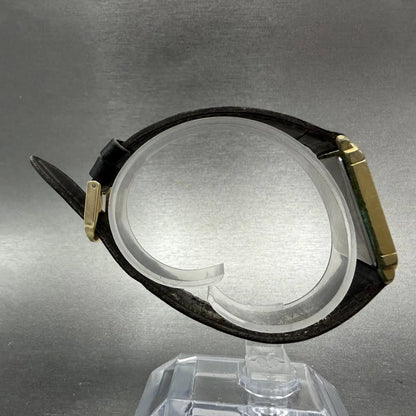 Seiko Dolce Tank Watch Men 26mm Black Dial Gold Tone Rectangle 5E31-5B90 PARTS9