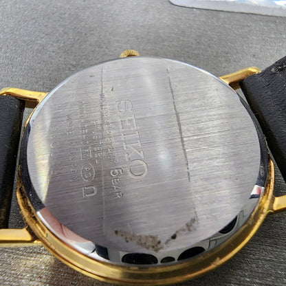 Seiko Watch Men 33mm White Dial Gold Tone 7n01-0bh0 New Battery