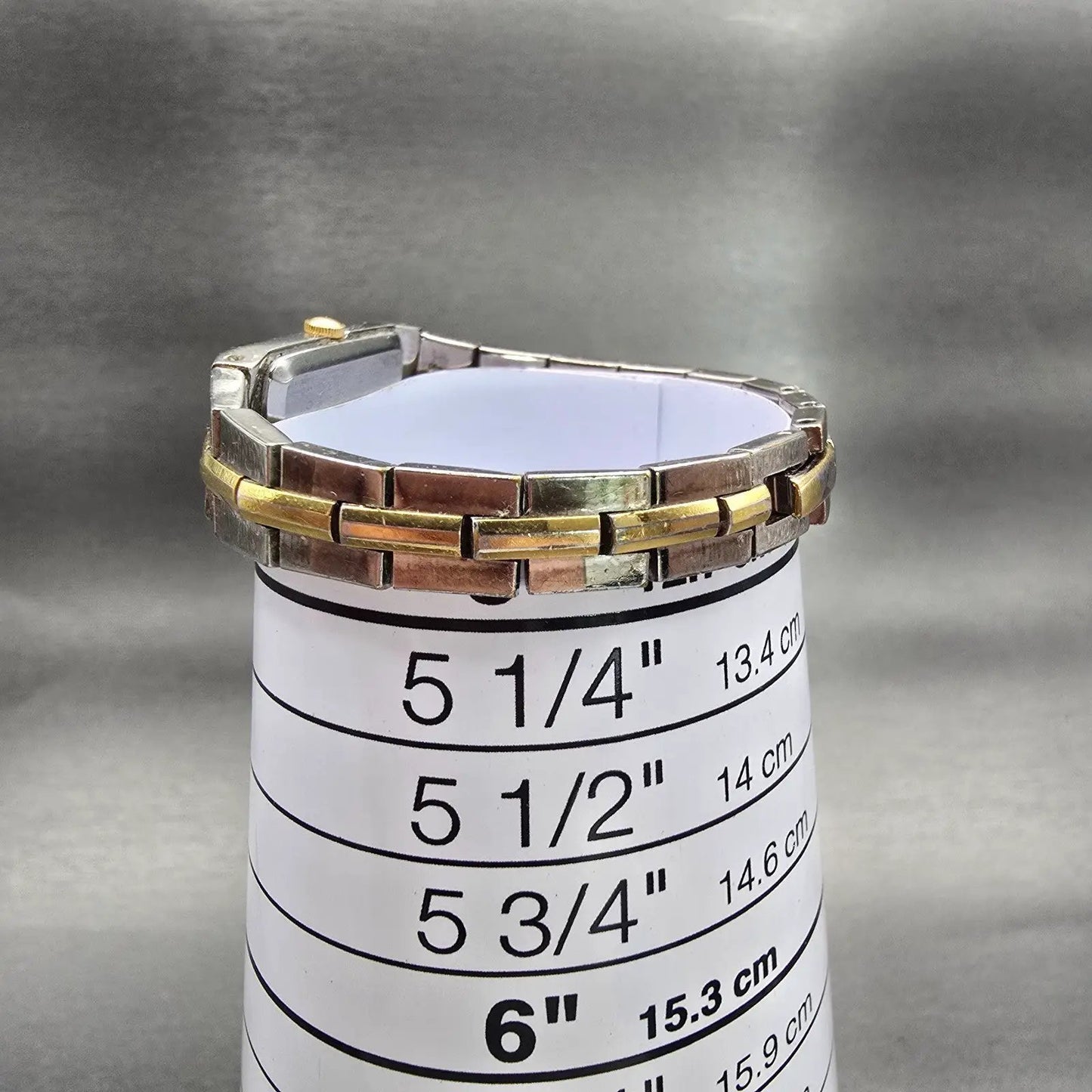 Seiko Watch Women 13mm White Dial Two Tone Rectangle 2E20-7479 New Battery READ!9