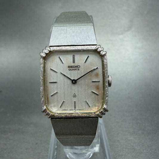 Seiko Watch Women 20mm Silver Dial Silver Tone Square 1400-5480 New Battery0