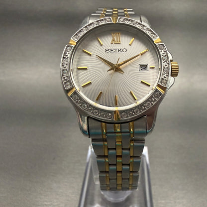 Seiko Watch Women 28mm Silver Dial Two Tone Date Round 6N22-00G0 New Battery5