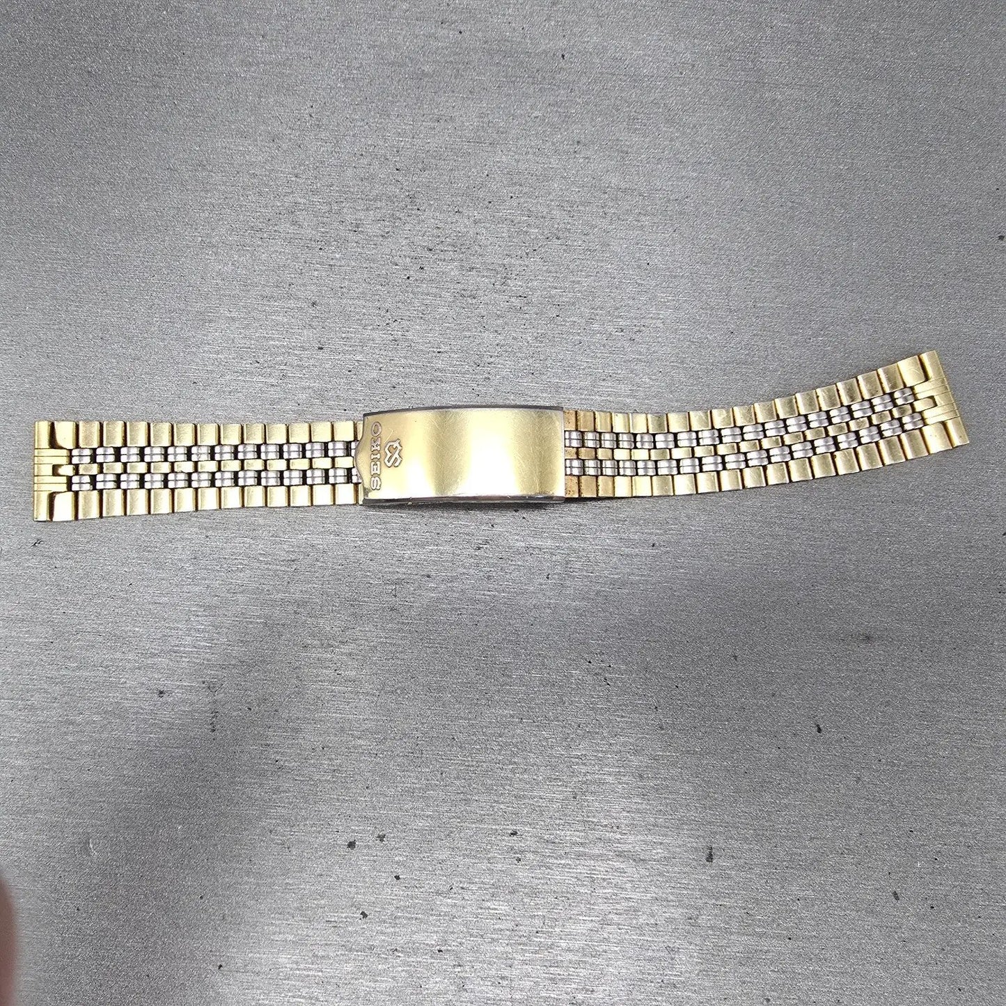 Seiko SQ Bracelet 19mm Stainless Steel Two Tone Tri Folding Clasp READ!!!! Z-0670