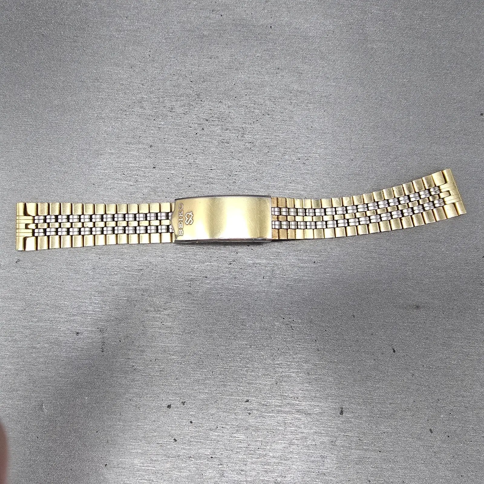 Seiko SQ Bracelet 19mm Stainless Steel Two Tone Tri Folding Clasp READ!!!! Z-0670