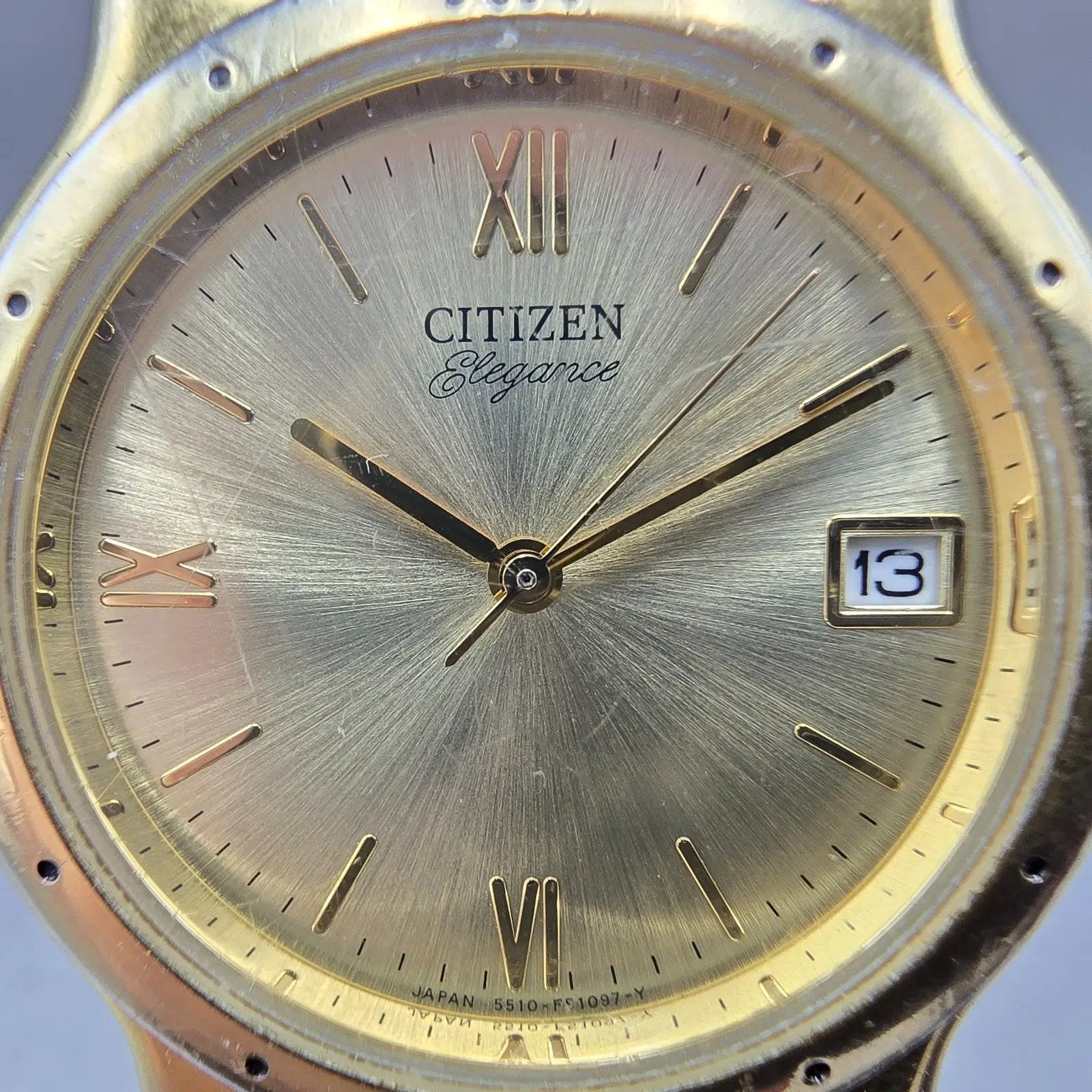 Citizen Elegance Watch Men 33mm Champagne Dial Gold Tone Date 5510-F51464 PARTS2