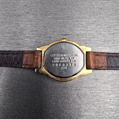 Citizen CQ Watch Women 19mm Champagne Dial Gold Tone Round 5930-K00845 New Batt610