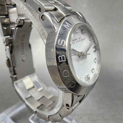 Marc By Marc Jacobs Watch Women 26mm White Dial Steel Round MBM3055 New Battery