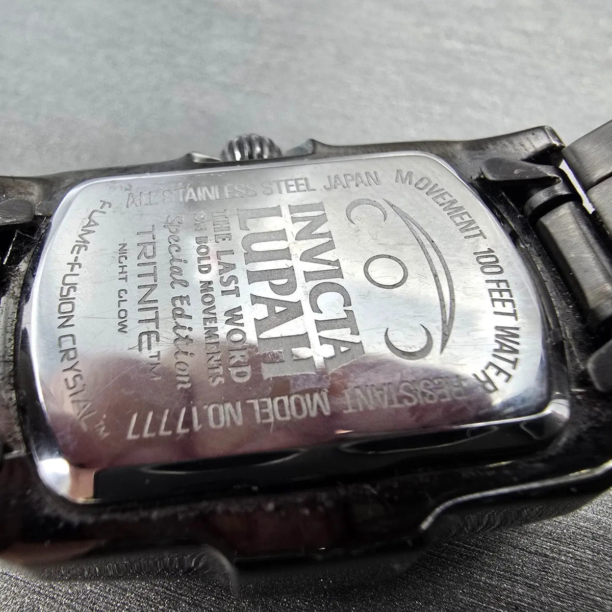 Invicta Lupah Watch 29mm Yellow Dial Black Tone Rectangle 17777 New Battery9
