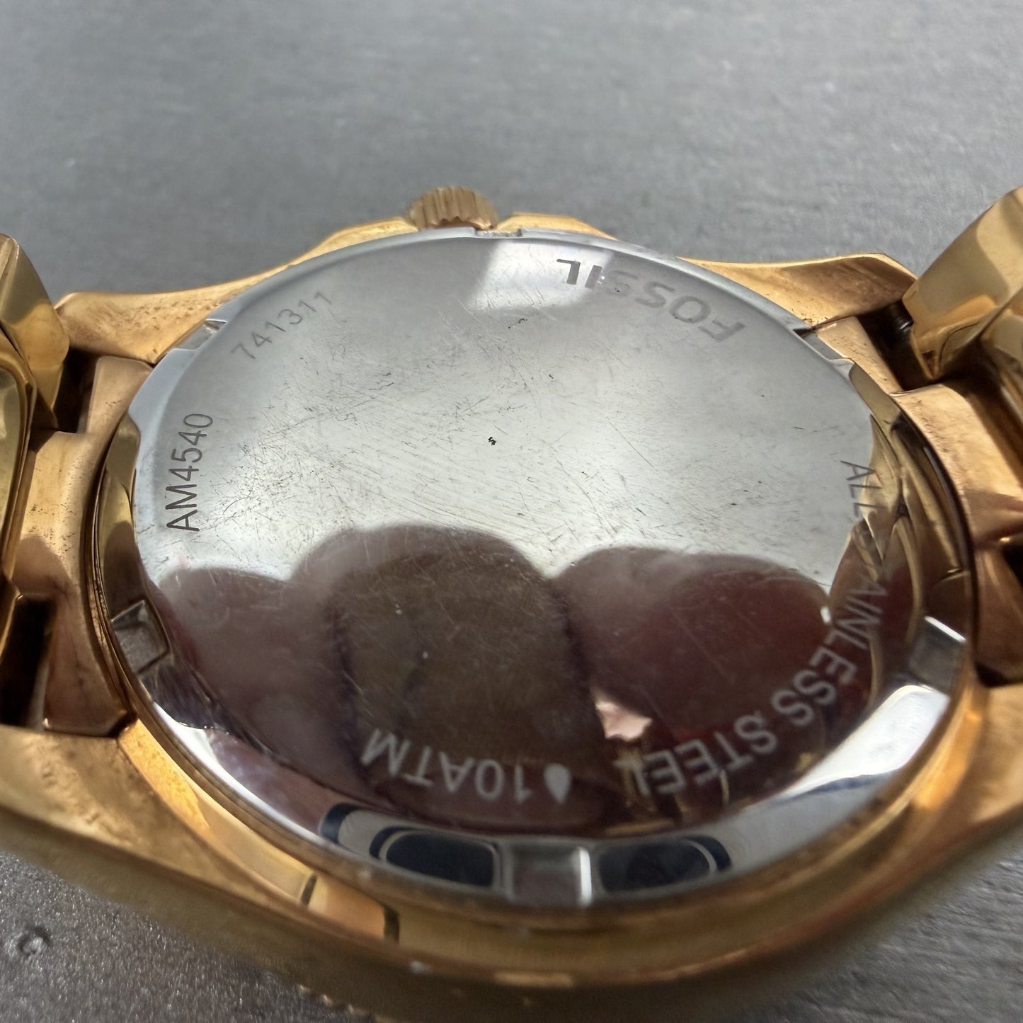 Fossil Cecile Watch Women 41mm Blue Dial Rose Gold Tone Daydate Round New Batt9