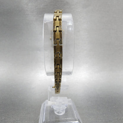 Seiko Watch Women 12mm Champagne Dial Gold Tone Rectangle 2E205179 New Battery7