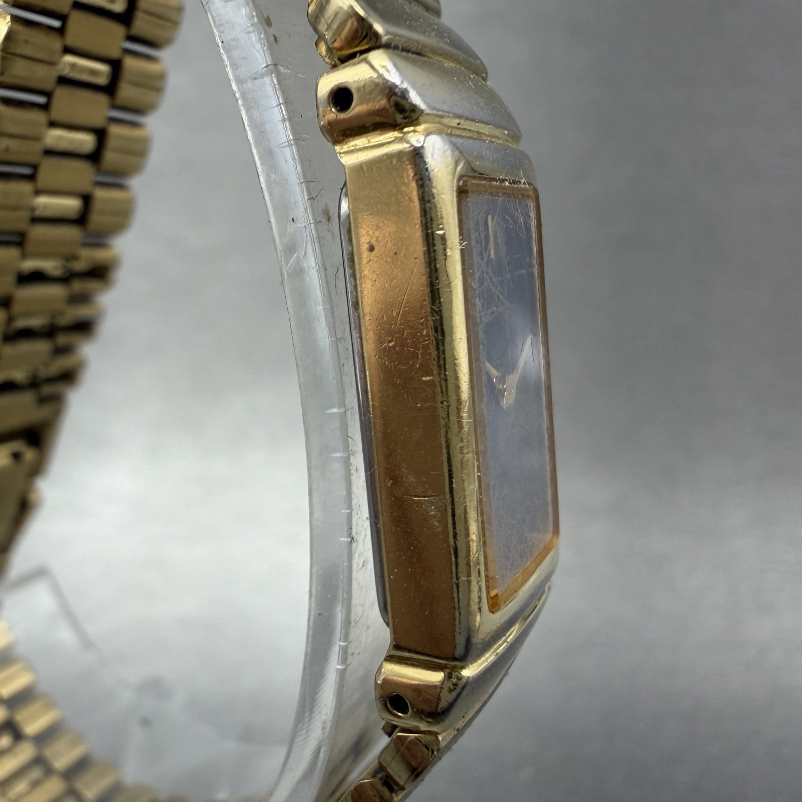 Seiko Tank Watch Women 13mm Blue Dial Gold Tone Rectangle 2E206759 New Battery3