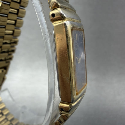 Seiko Tank Watch Women 13mm Blue Dial Gold Tone Rectangle 2E206759 New Battery3