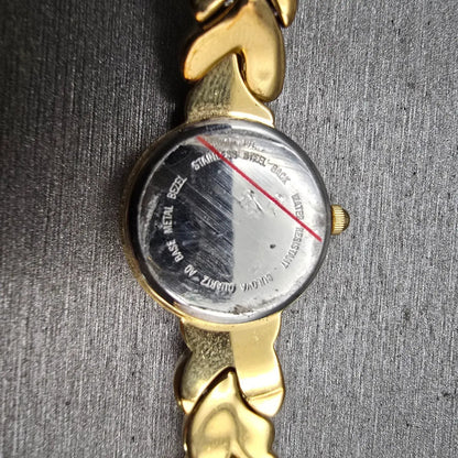 Bulova Watch Women 20mm Cream Dial Gold Tone Round Hearts 97S59 New Battery10