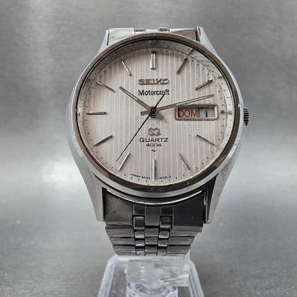 Seiko Motorcraft SQ 4004 Watch Men 36mm Silver Dial Steel Daydate 4633-8029 PART6