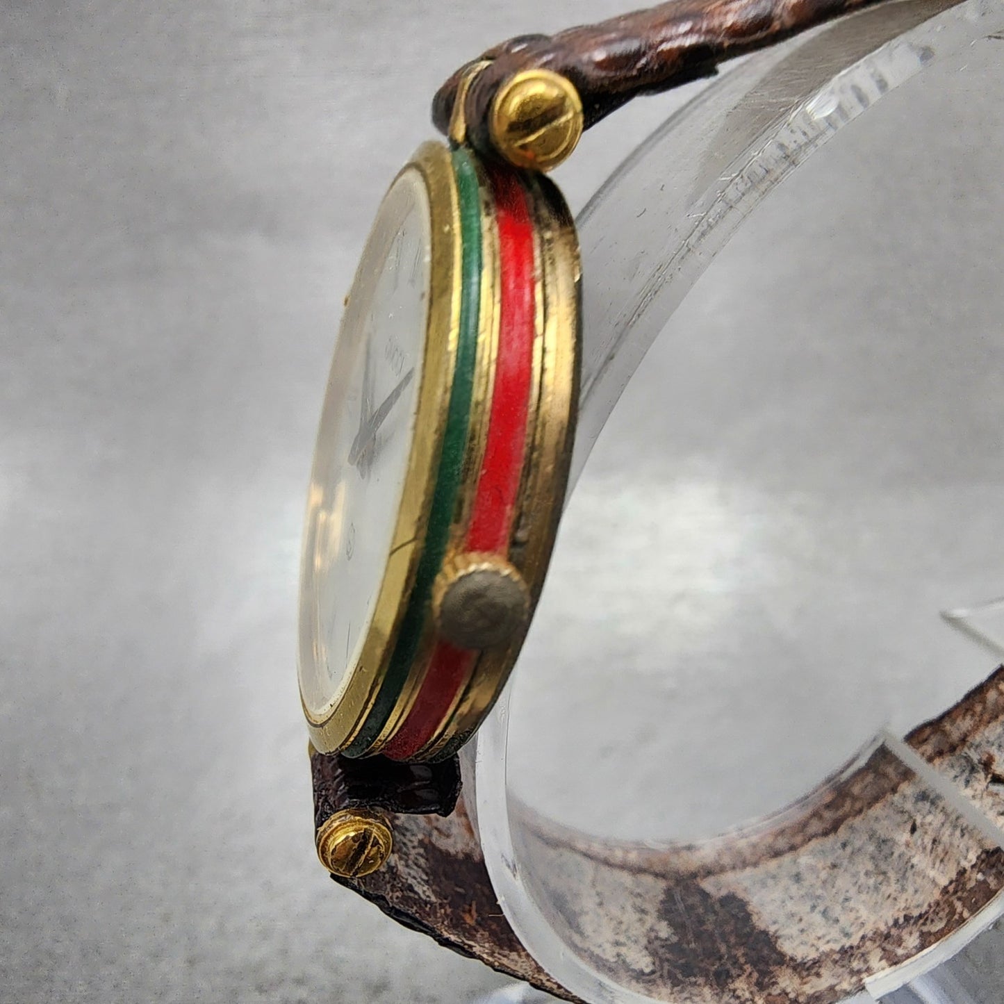 Gucci 2000M Watch Men 30mm Cream Dial Gold Plated Round Vintage PARTS3