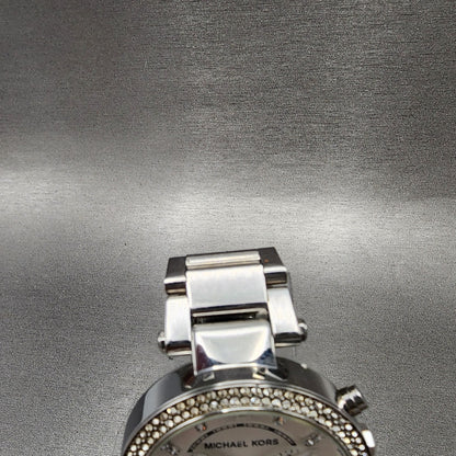Michael kors Parker Chronograph Watch Women 39mm White Dial Steel Date New Batt4