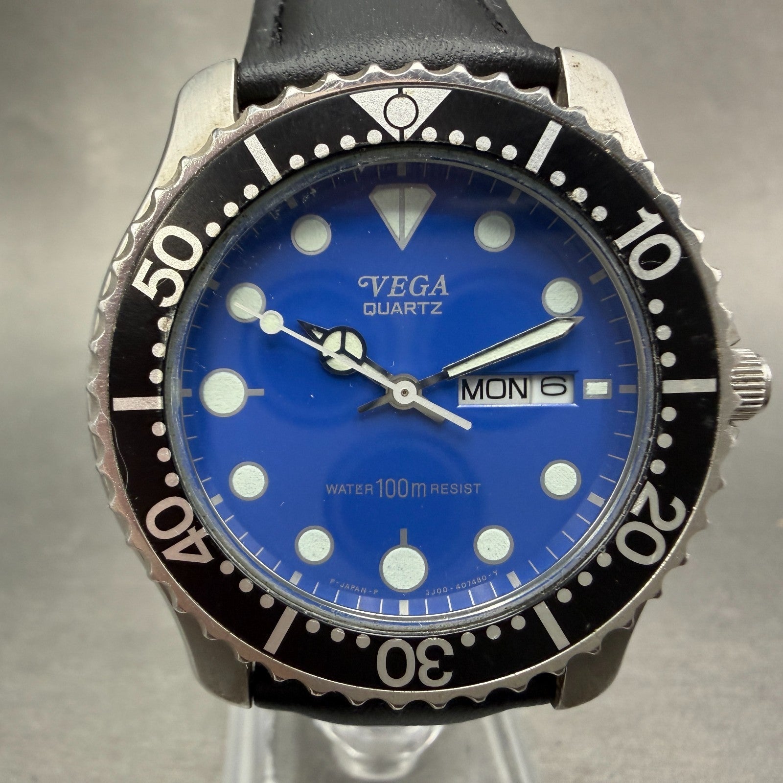 Citizen Vega Dive Watch Men 40mm Blue Dial Steel Daydate 3J00-397037 New Battery0