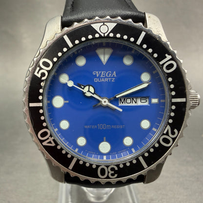 Citizen Vega Dive Watch Men 40mm Blue Dial Steel Daydate 3J00-397037 New Battery0