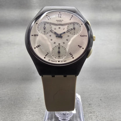 Swatch Skin Chrono KALAHARI Watch Men Tan Dial Brown Case SUYC100 New Battery6