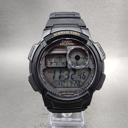 Casio AE1000W World Time Watch Men 43mm Digital Black Tone Alarm Chrono NewBatt1