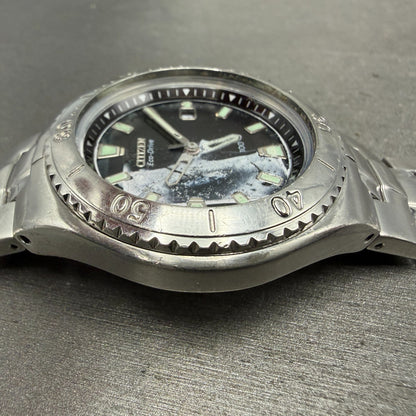 Citizen Eco-Drive Watch Men 40mm Black Dial Silver Tone Date E110-K000432 PARTS6