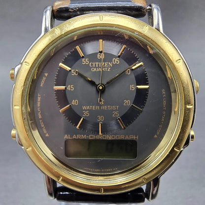 Citizen Analog Digital Watch Men 38mm Black Dial TwoTone Alarm Chronograph PARTS2