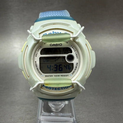 Casio Baby-G Watch 43mm Blue White Alarm Chronograph Round BG-153 New Battery L0