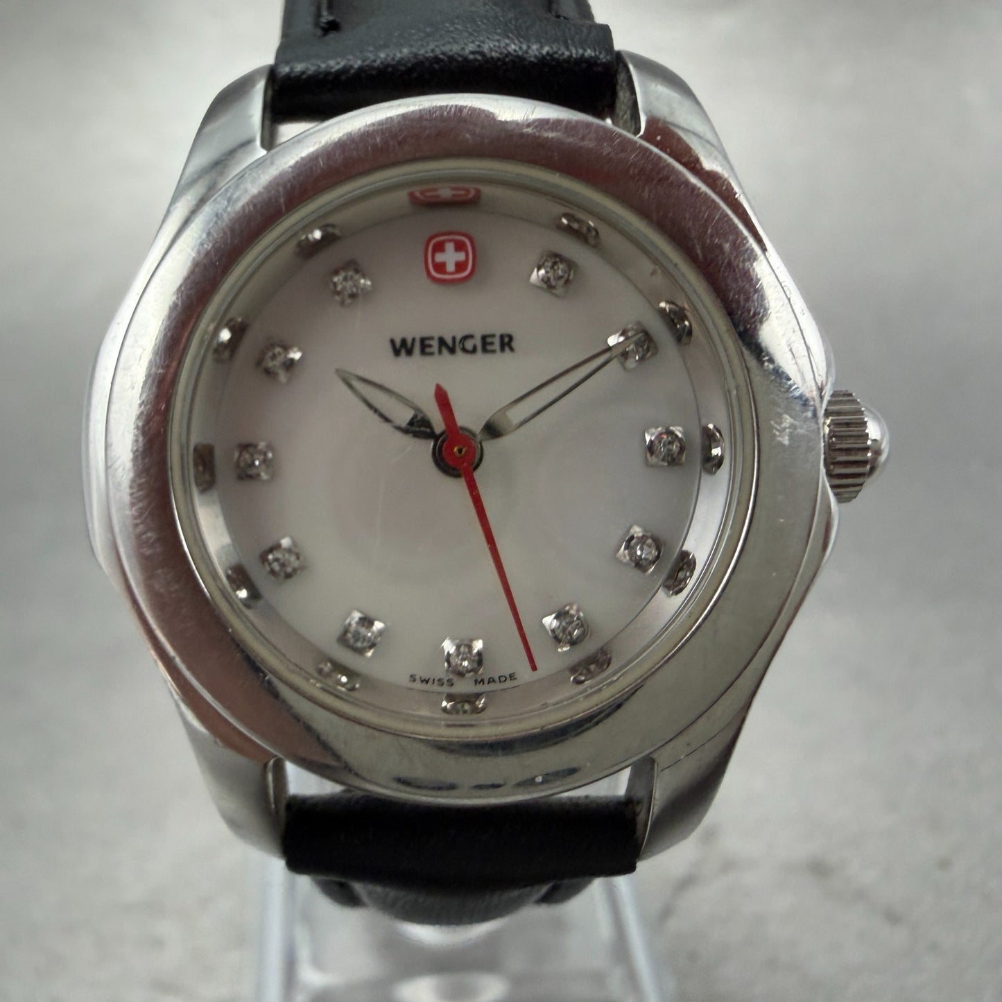 Wenger Watch Women 28mm MOP Dial Silver Tone Round 092.2030 New Battery1