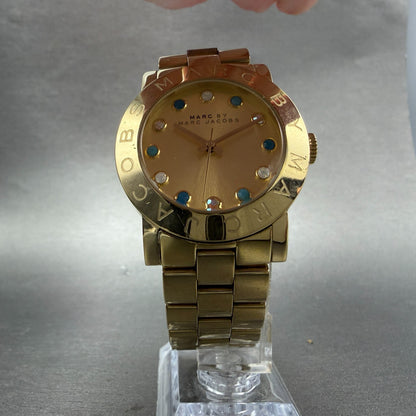 Marc Jacobs  Amy Dexter Watch Women 36mm Gold Dial Gold Tone Round New battery5