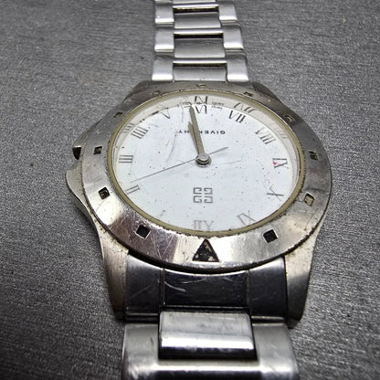 Givenchy Watch Men 35mm White Dial Silver Tone Round  Broken Bracelet PARTS5