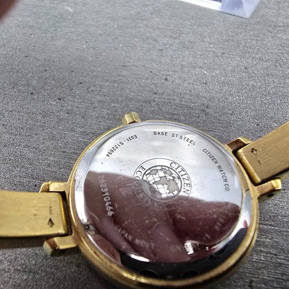 Citizen Eco-Drive Watch Women 25mm MOP Dial Gold Tone Round E031-S122694 Runs NQ9