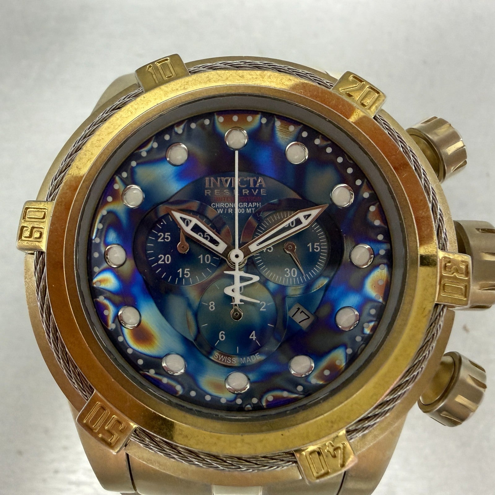 Invicta Reserve Bolt Zeus Empire Watch Men 54mm Blue Dial Gold Tone 17375 Newbat1