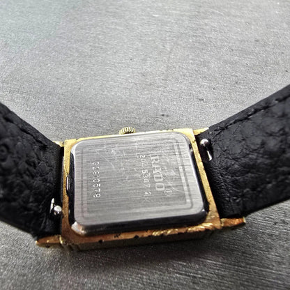 Rado Tank Watch Women 17mm Gold Dial Gold Tone Rectangle 204.5347.2 New Battery9