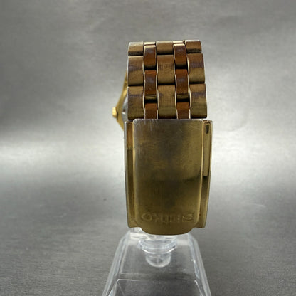 Seiko Watch Men 37mm Champagne Dial Gold Tone Daydate 7N43-0AM0 New Battery7