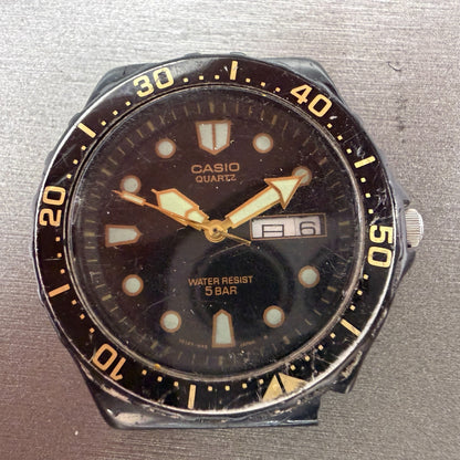 Casio Dive Watch Men 36mm Black Dial Black Tone Daydate Round MRW-81 PARTS2