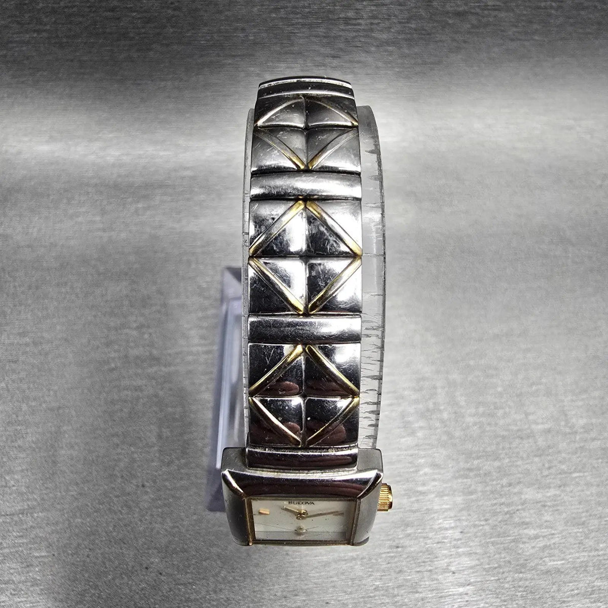 Bulova Watch Women 17mm MOP Dial Two Tone Square 98T71 New Battery4