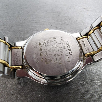 Seiko Exceline Watch Women 23mm White Dial Two Tone 12210190 New Battery9