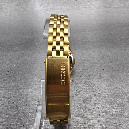 Citizen CQ Watch Women 25mm Champagne Dial Gold Tone Daydate 6000-914376 New Bat7