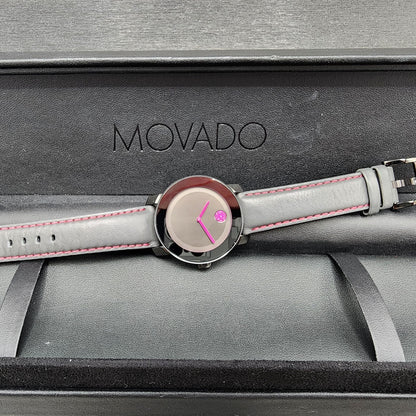 Movado Bold Watch Women 36mm Black Dial Black Case Breast Cancer ED New Battery