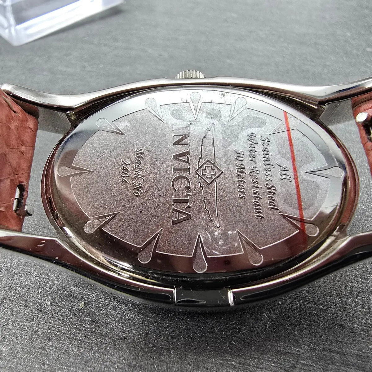 Invicta Watch Women 32mm MOP Pink Dial Silver Oval 2404 New Battery Leather Band9