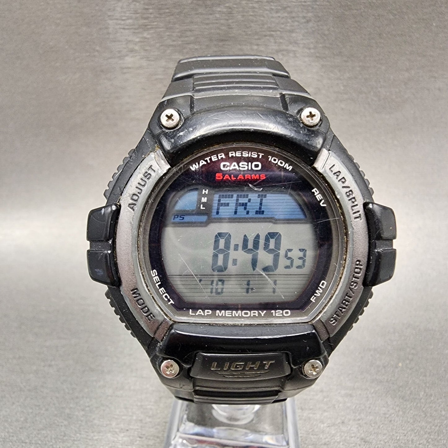 Casio WS220 Watch Men 50mm Digital Black Tone Alarm Chrono Solar PARTS0