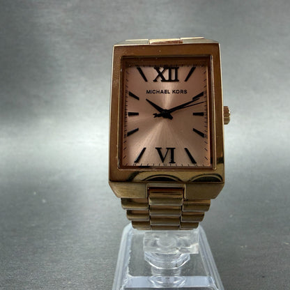 Michael Kors Nash Tank Watch Women 26mm Rose Dial Rose Gold Tone MK-3287 New Bat5