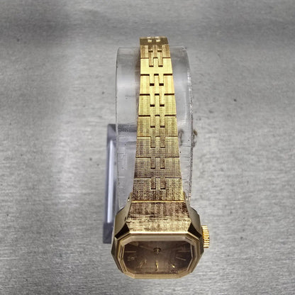 Seiko Watch Women 19mm Brown Dial Gold Tone Rectangle 1100-4899 Manual Wind VTG4