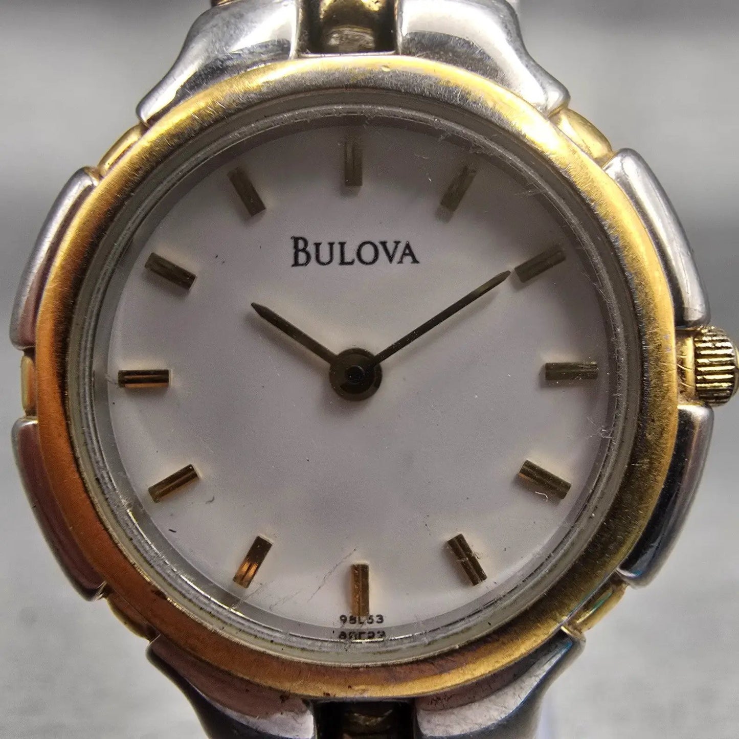 Bulova Watch Women 25mm White Dial Two Tone Round 98L53 New Battery1